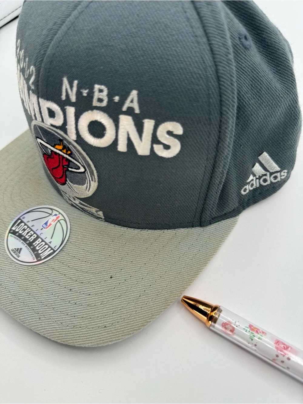 Adidas Miami Heat 2012 & 2013 NBA Champions Locker Room Snapback Hats Set of 2